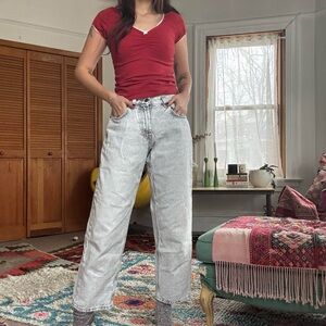 6397 High-Waisted Wide-Leg Jeans – Light Blue, Size 24 (Fits 25)